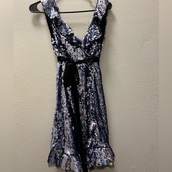 New Free People Siren Sequin NWT Party Mini Dress Black/Purple Size 2 - Picture 9 of 9